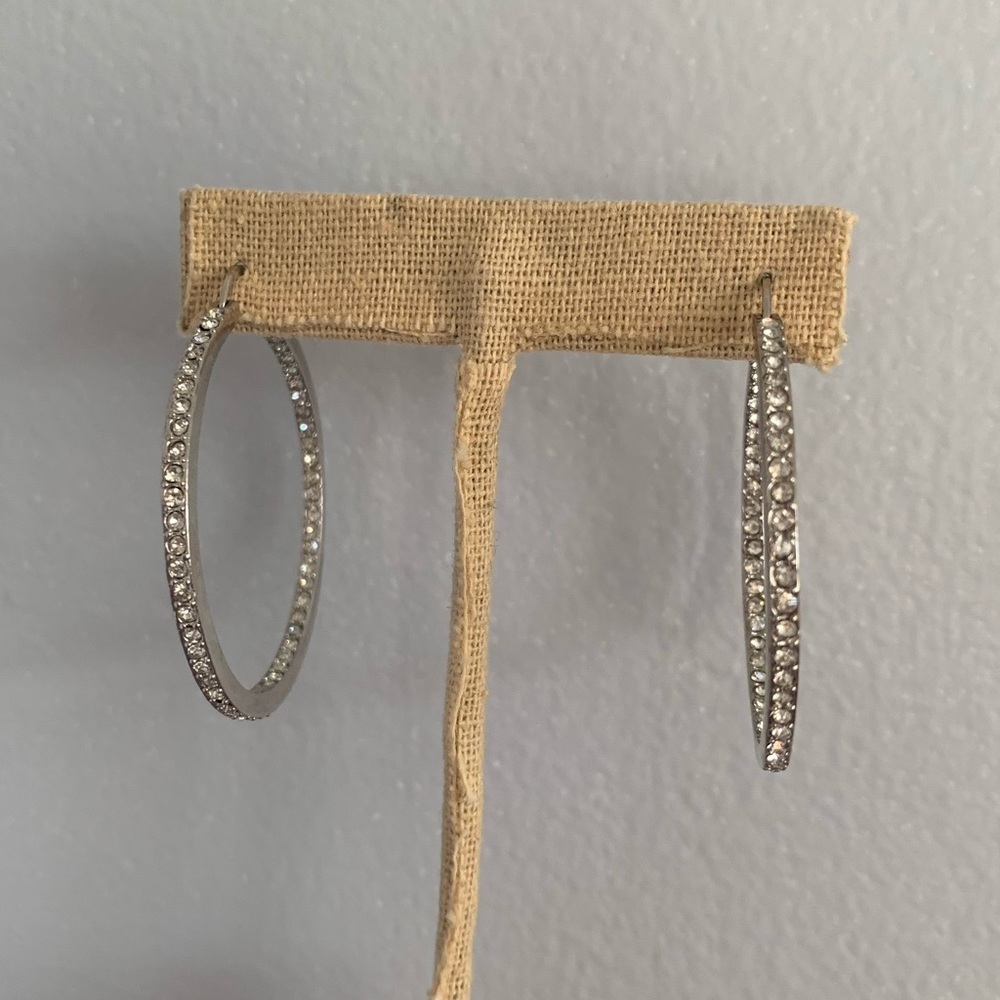 LAST ONE Chloe + Isabel Crystal Pavé Hoop Earrings - Picture 3 of 8